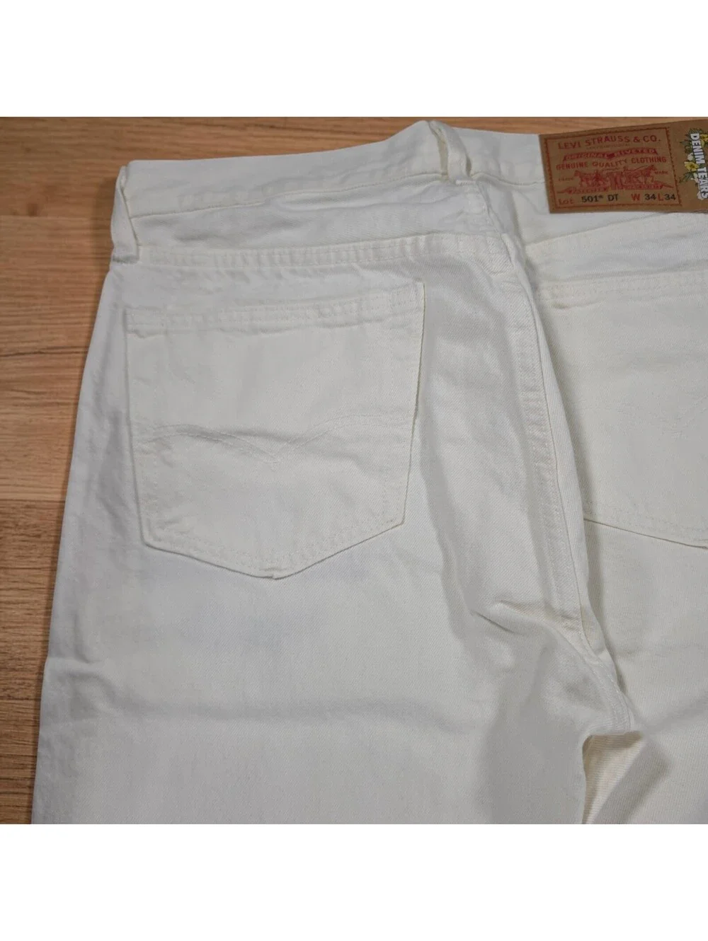 Levi's x Denim Tears 501 DT Jeans Men's 34x34 Ivory A1592-0004 NWOT Flaws